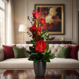 3 Rosas Rojas + Anturium