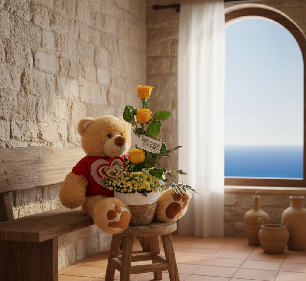 3 rosas+oso Te quiero