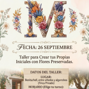 Taller iniciales con flores preservadas