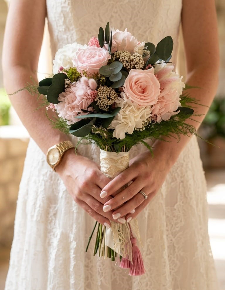 Ramo de novia rosas preservadas
