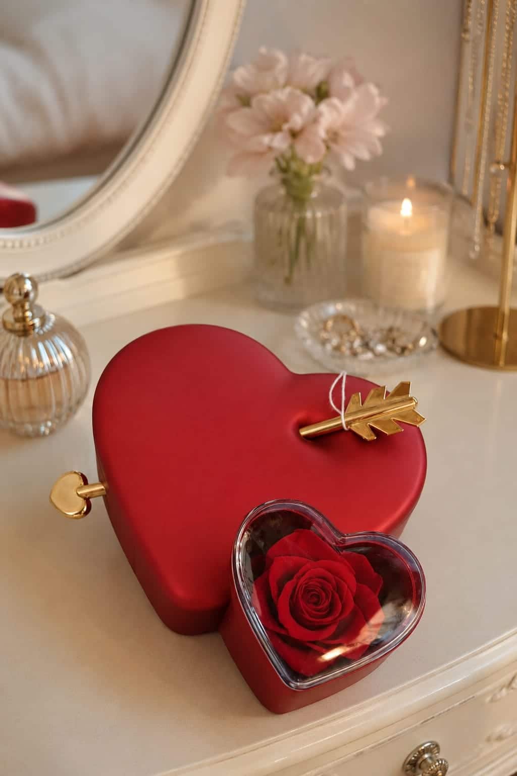 caja joyero rojo rosa eterna